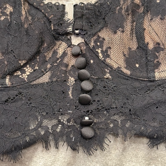 New! SET For Love and Lemons Faye Lace Underwire Bra Panty Black 31280 - Picture 8 of 12